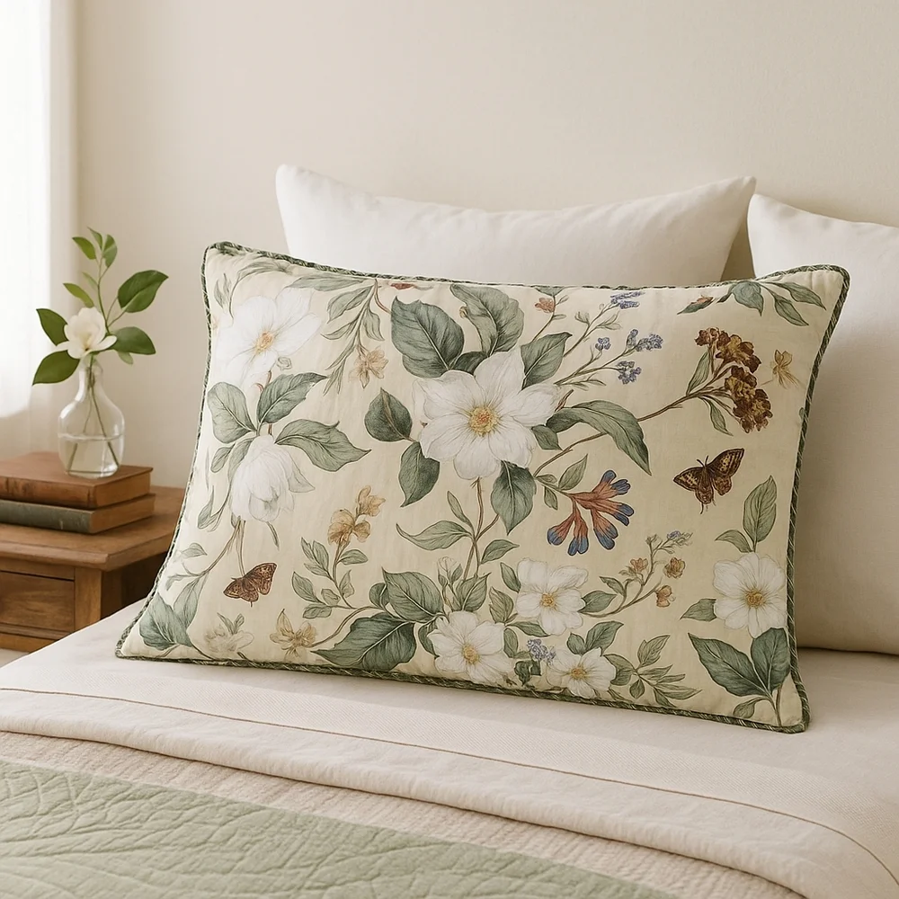 Waverly Williamsburg Garden Images III king floral stripe sham NWOT